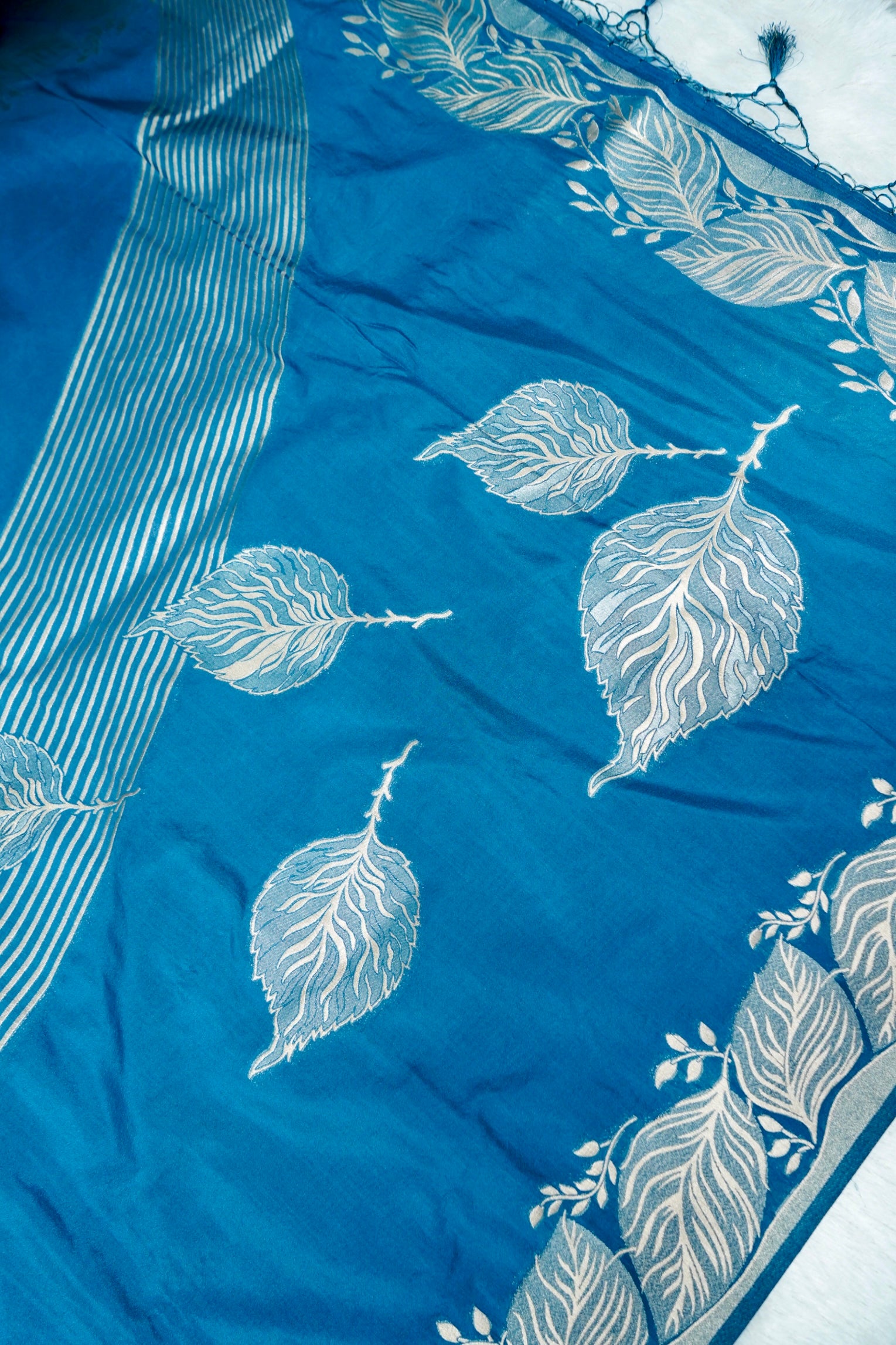 Teal Blue Banarasee Georgette Saree