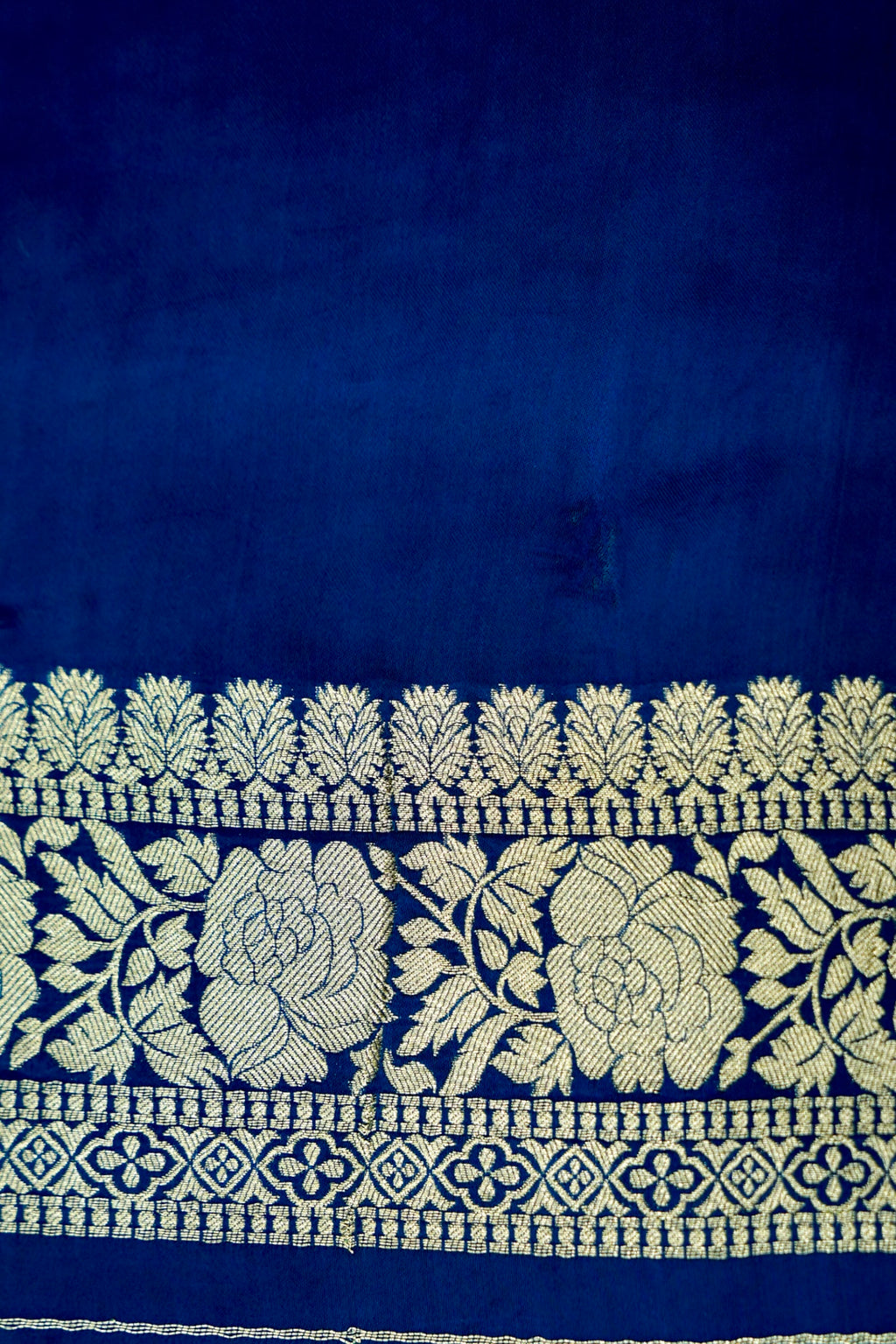 Royal Blue Banarasi Satin Saree with brush work
