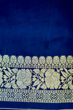 Royal Blue Banarasi Satin Saree with brush work