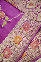 Purple Lightweight Banarasi Satin Saree with brush work