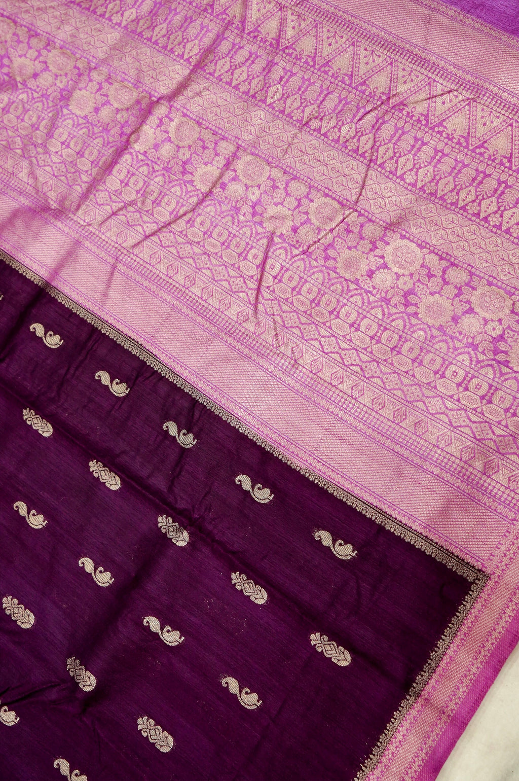 Deep Plum Banarasi Khaddi Silk Saree