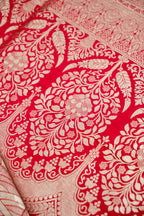 Rani Red Floral Banarasee Georgette Saree