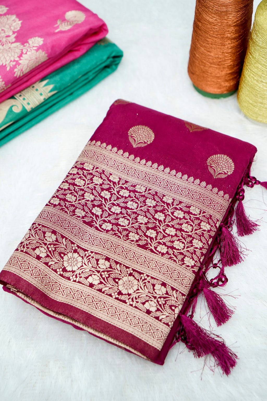 Wine Pink Banarasee Georgette Saree