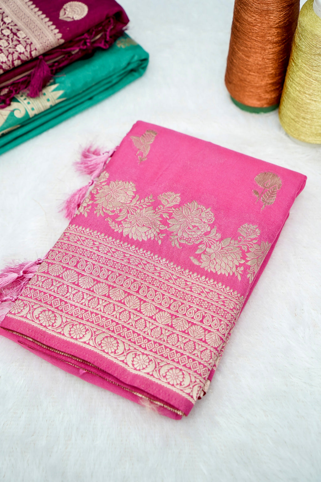 Candy Pink Banarasee Georgette Saree