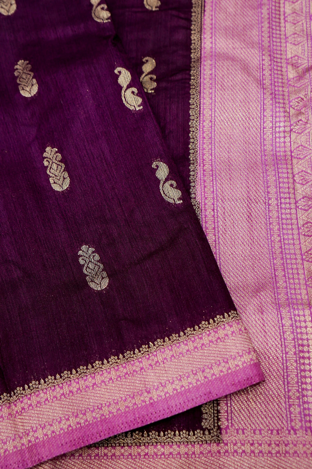 Deep Plum Banarasi Khaddi Silk Saree