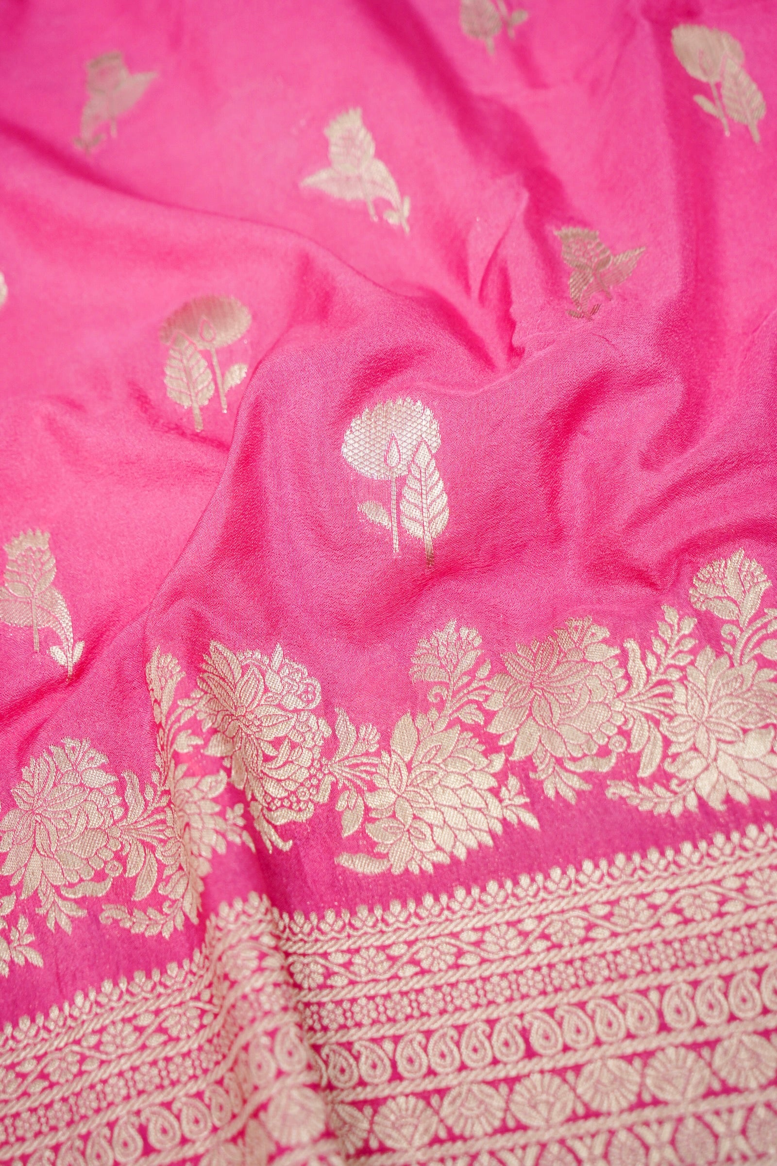 Candy Pink Banarasee Georgette Saree