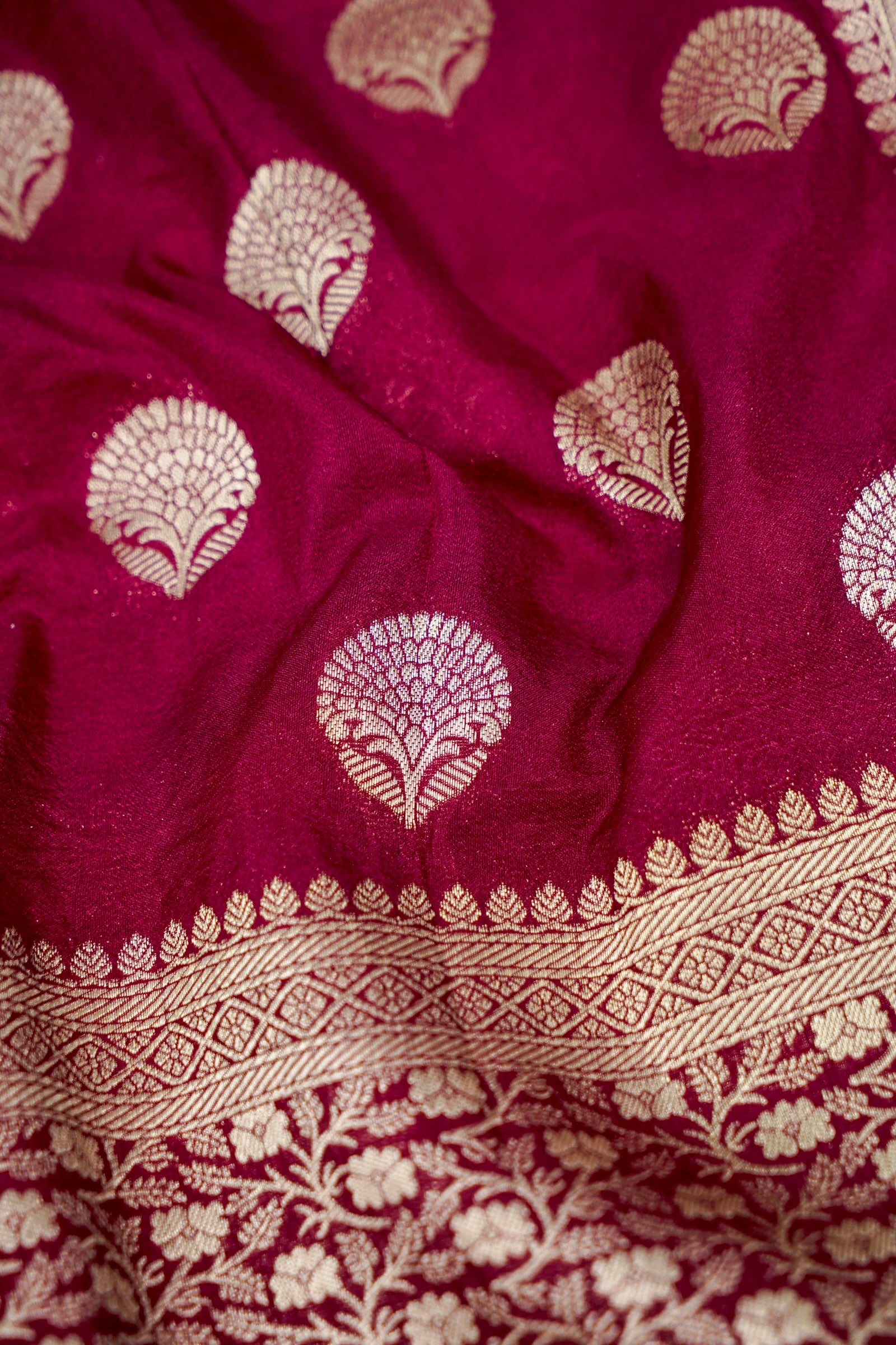 Wine Pink Banarasee Georgette Saree