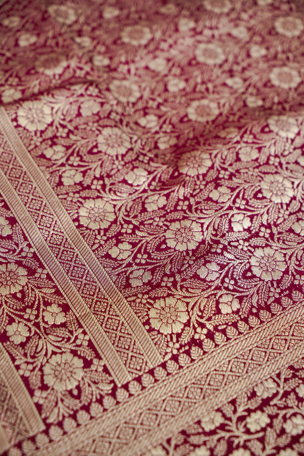Wine Pink Banarasee Georgette Saree