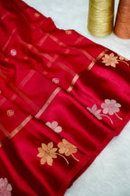 Crimson Red Banarasi Dola Saree