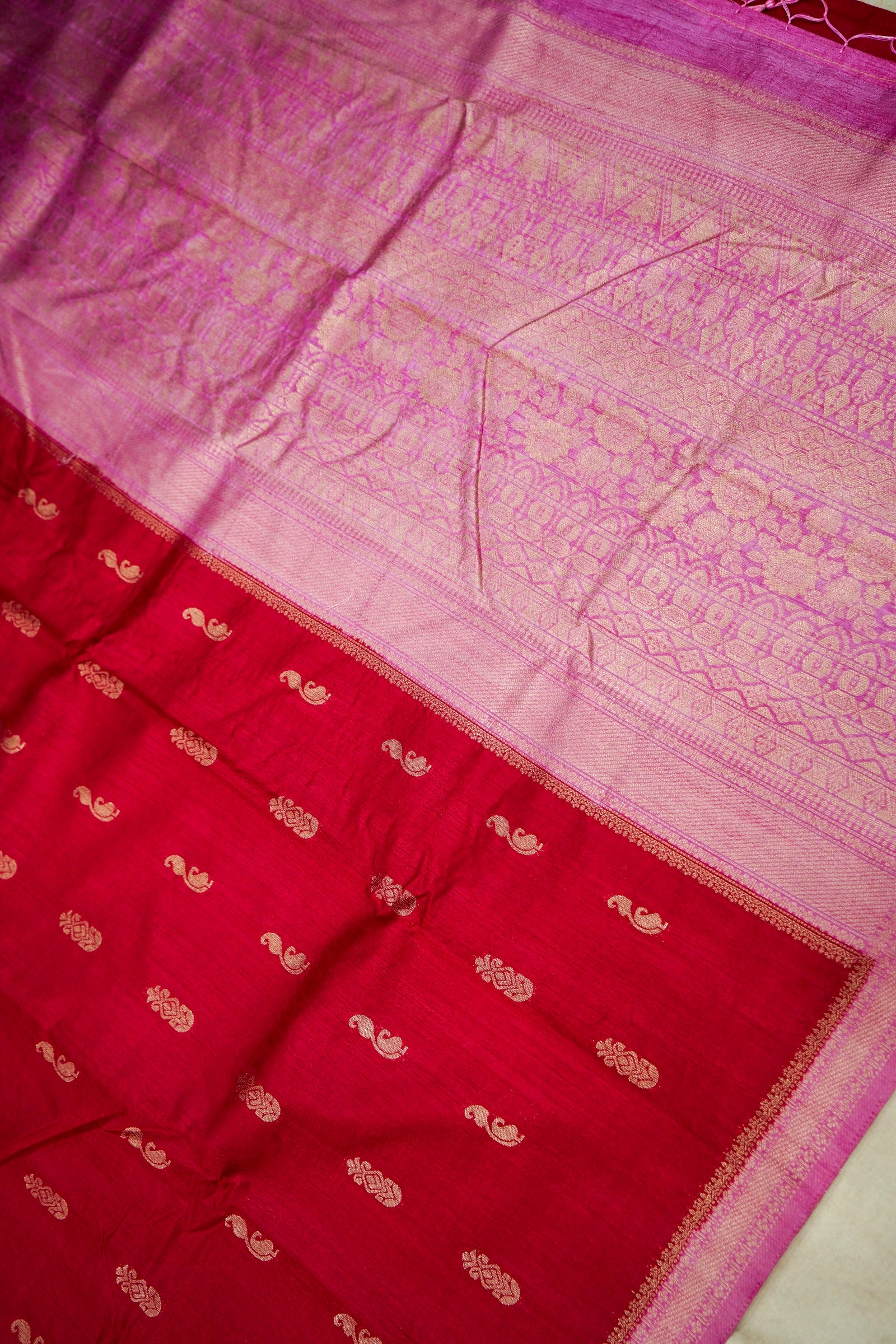 Deep Red Banarasi Khaddi Silk
