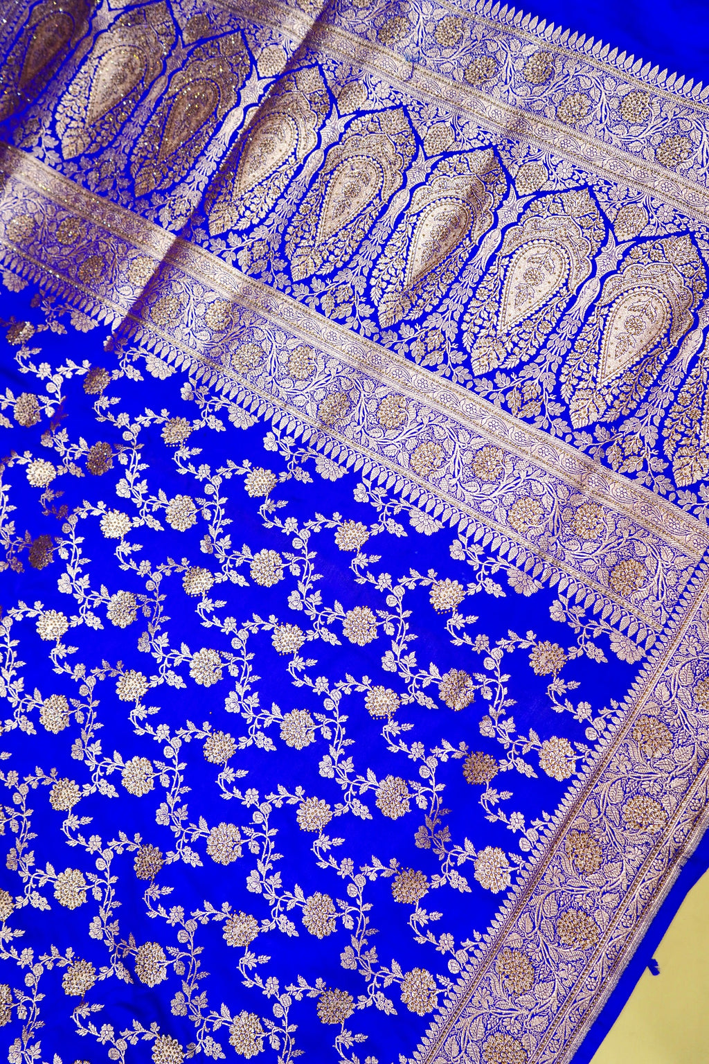 Royal Electric Blue Banarasi Semi Katan Silk Saree