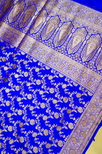 Royal Electric Blue Banarasi Semi Katan Silk Saree