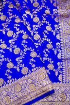 Royal Electric Blue Banarasi Semi Katan Silk Saree