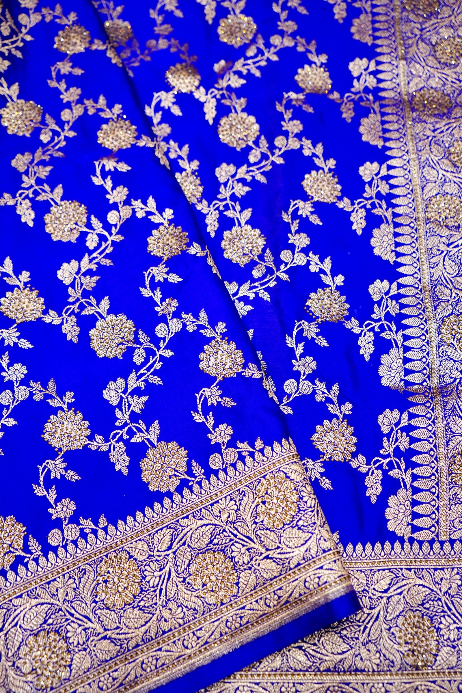 Royal Electric Blue Banarasi Semi Katan Silk Saree