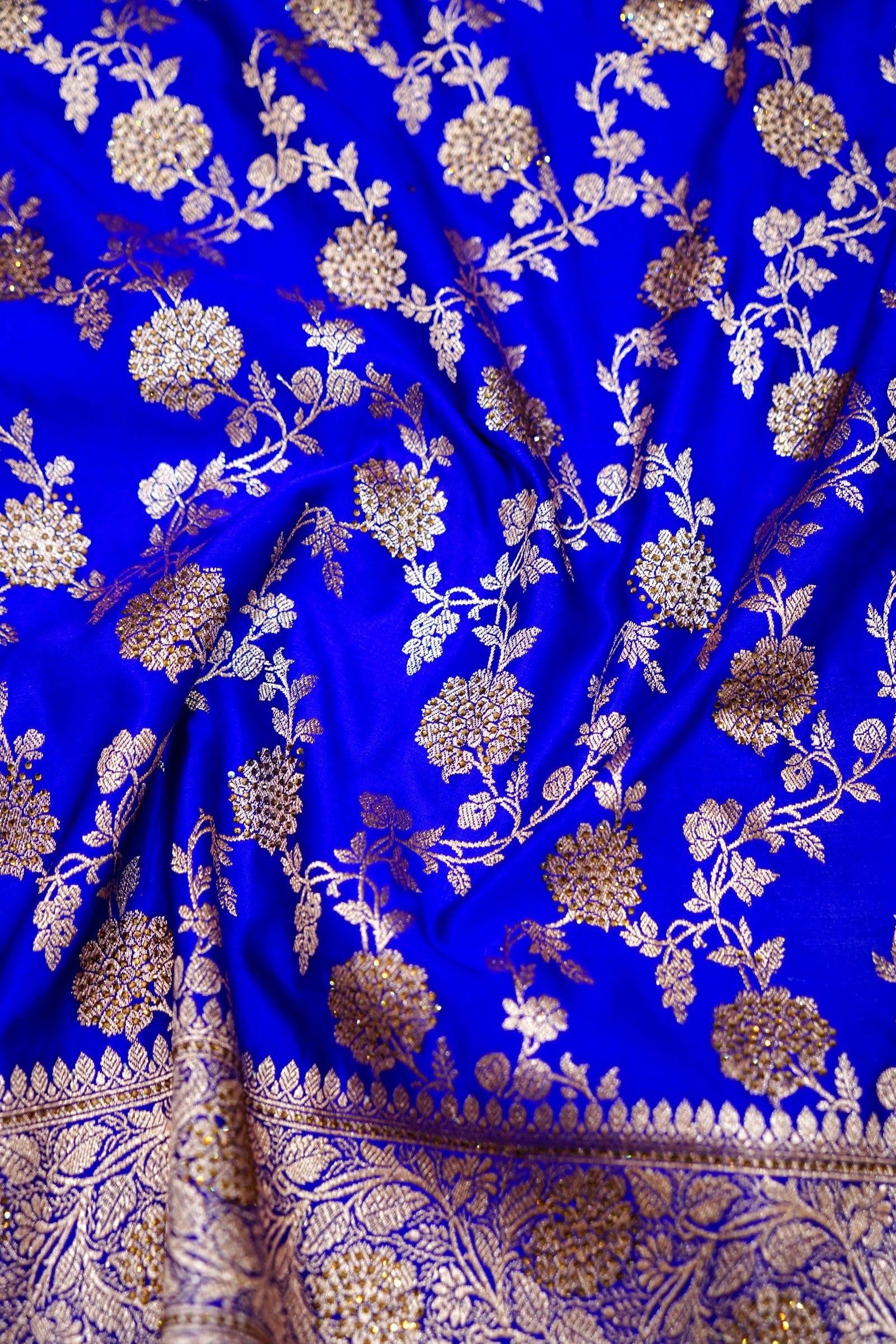 Royal Electric Blue Banarasi Semi Katan Silk Saree