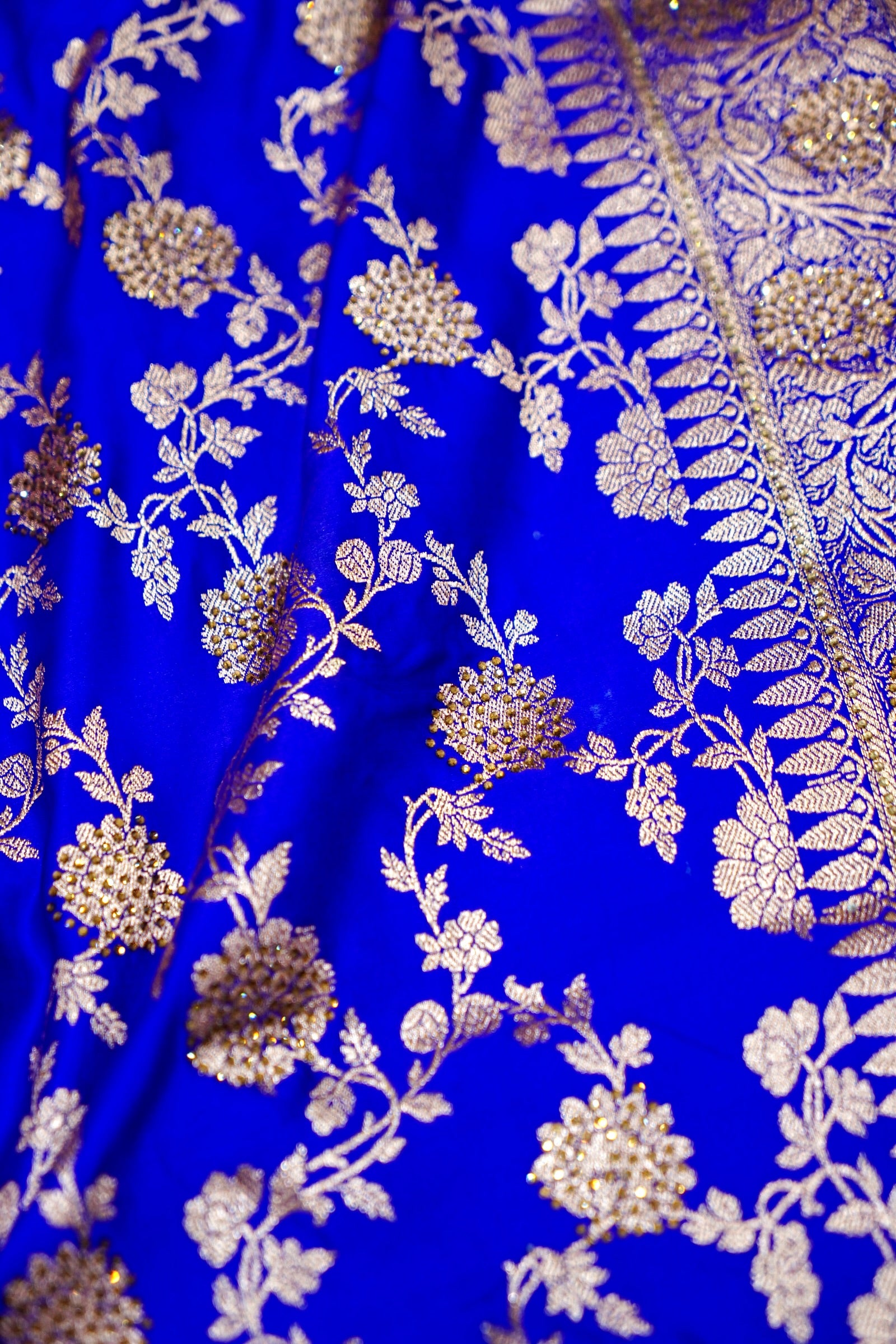 Royal Electric Blue Banarasi Semi Katan Silk Saree