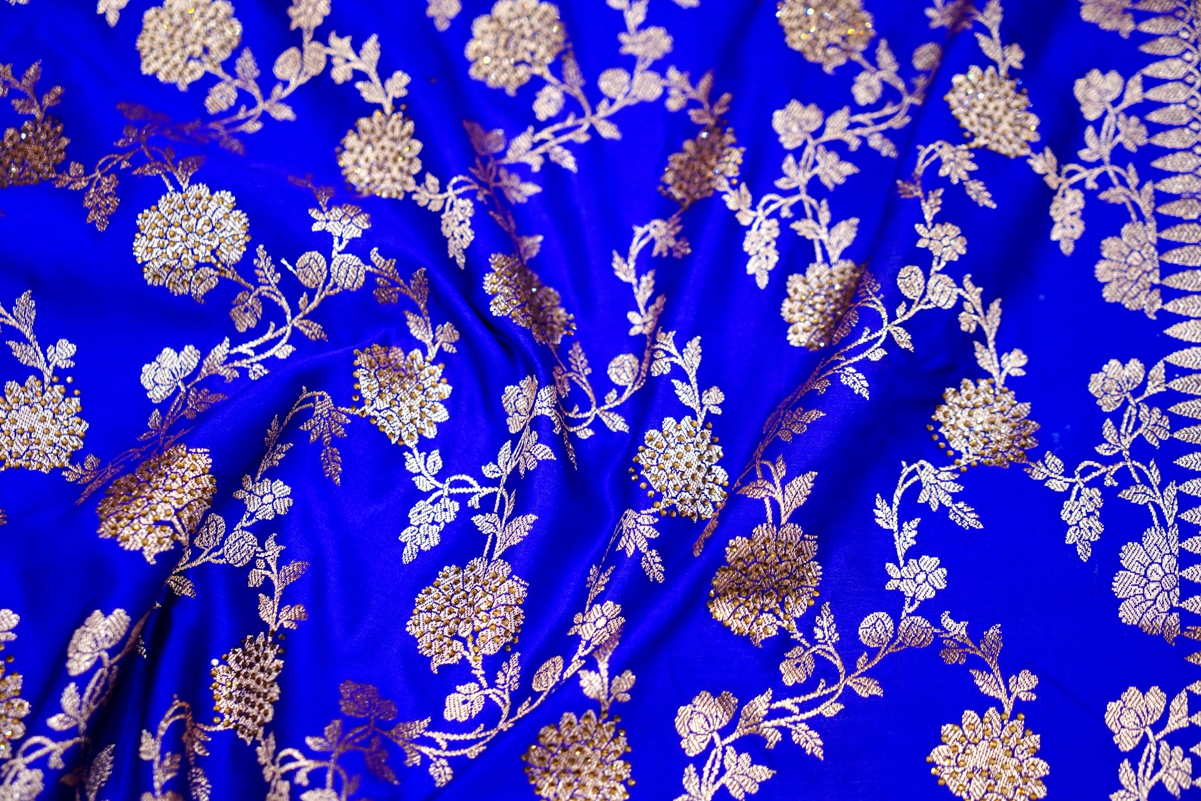 Royal Electric Blue Banarasi Semi Katan Silk Saree