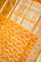 Marigold Yellow Banarasi Semi Katan Silk Saree