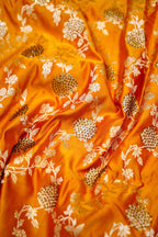 Marigold Yellow Banarasi Semi Katan Silk Saree