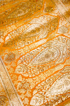 Marigold Yellow Banarasi Semi Katan Silk Saree