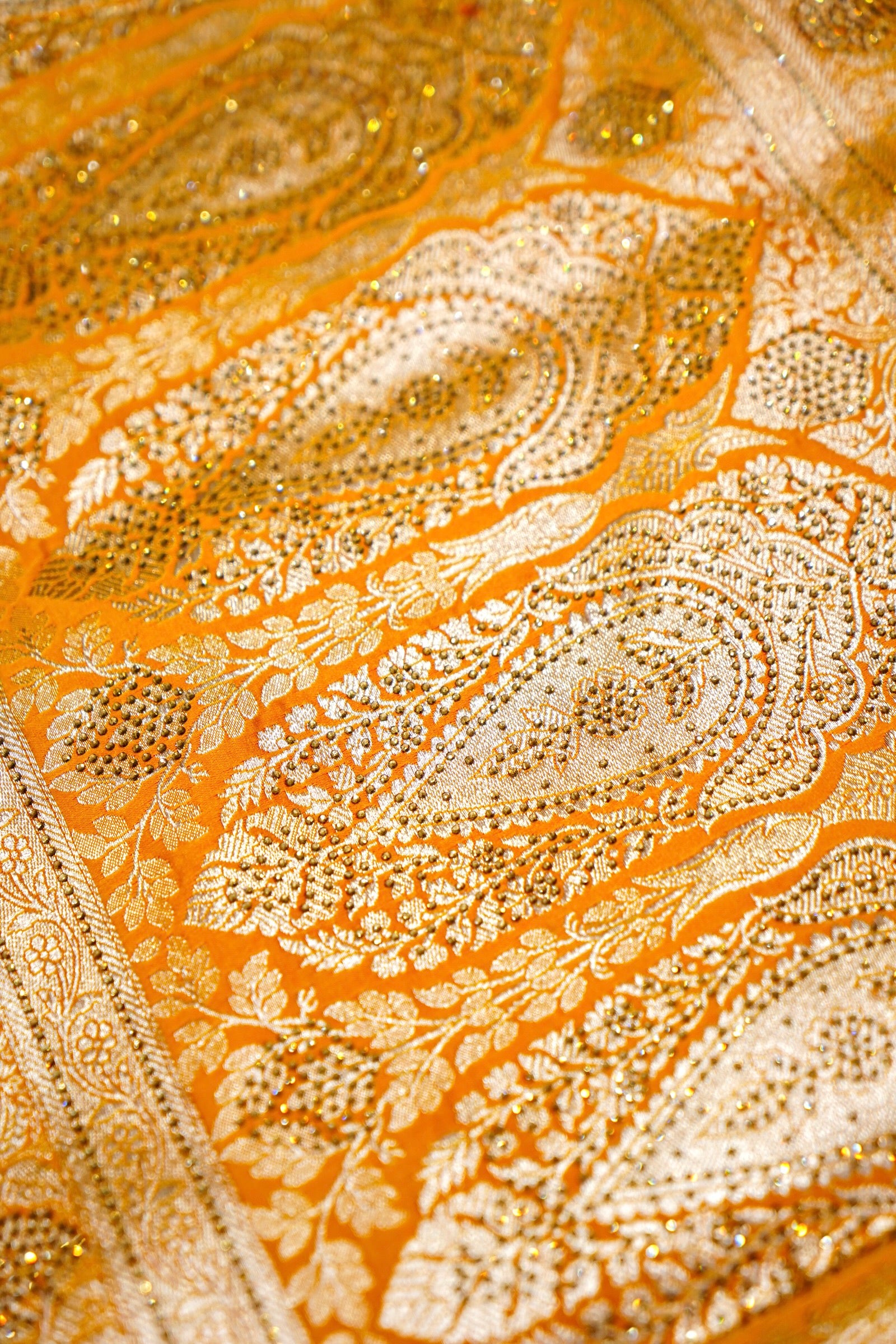 Marigold Yellow Banarasi Semi Katan Silk Saree