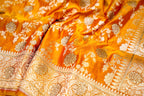 Marigold Yellow Banarasi Semi Katan Silk Saree