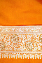 Marigold Yellow Banarasi Semi Katan Silk Saree