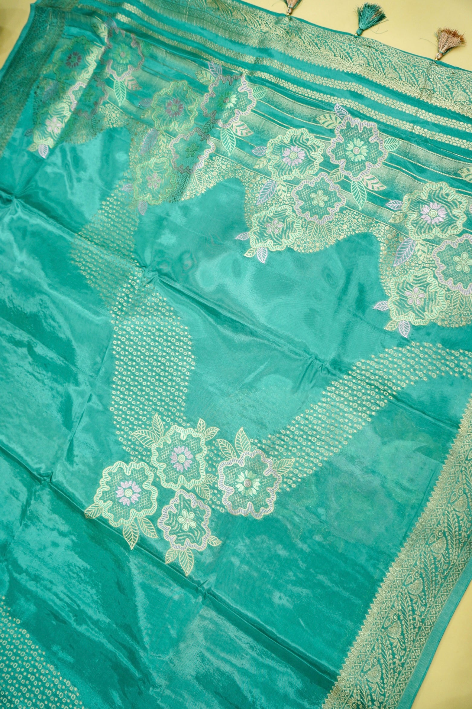 Aqua Teal Banarasi Viscose Saree