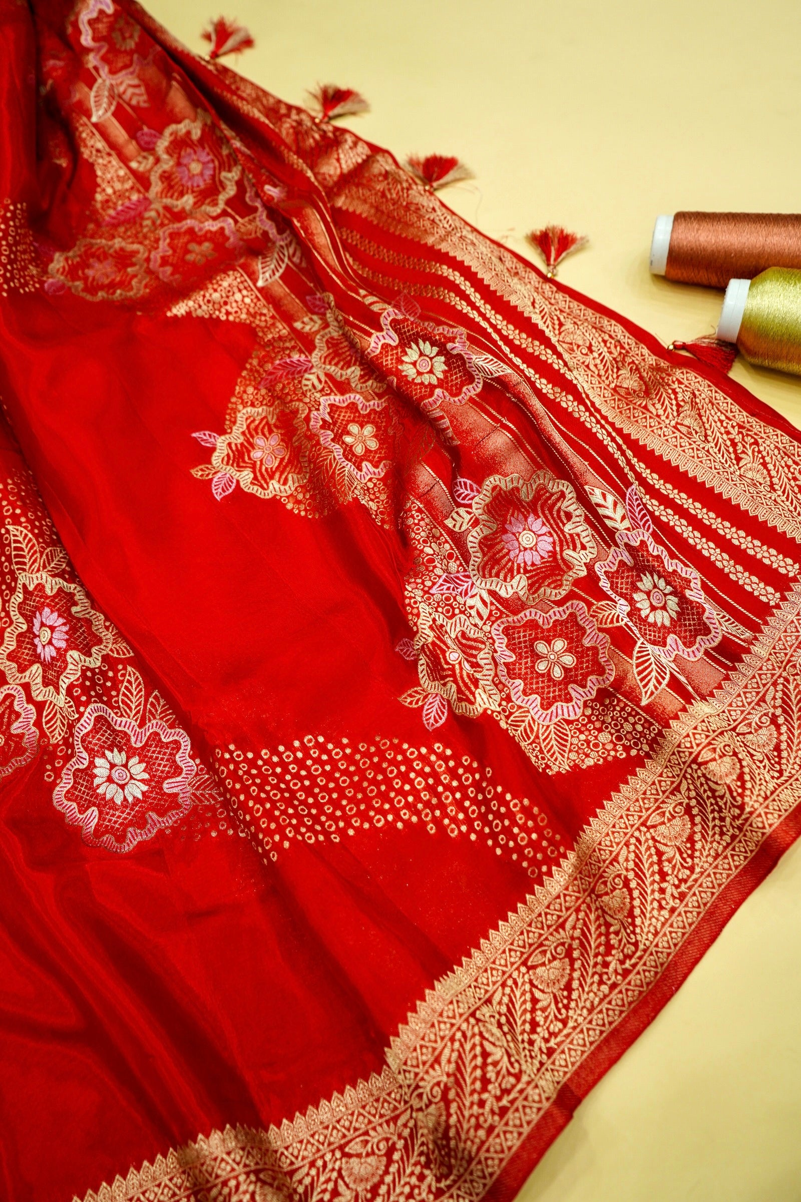 Sindoor Red Banarasi Viscose Saree