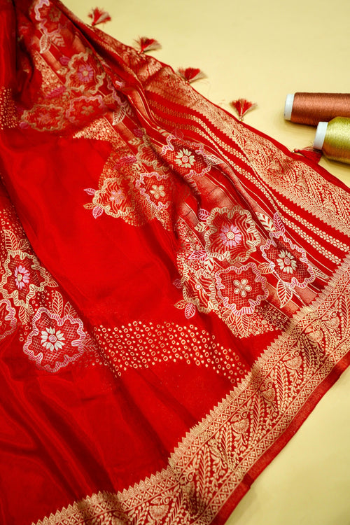 Sindoor Red Banarasi Viscose Saree