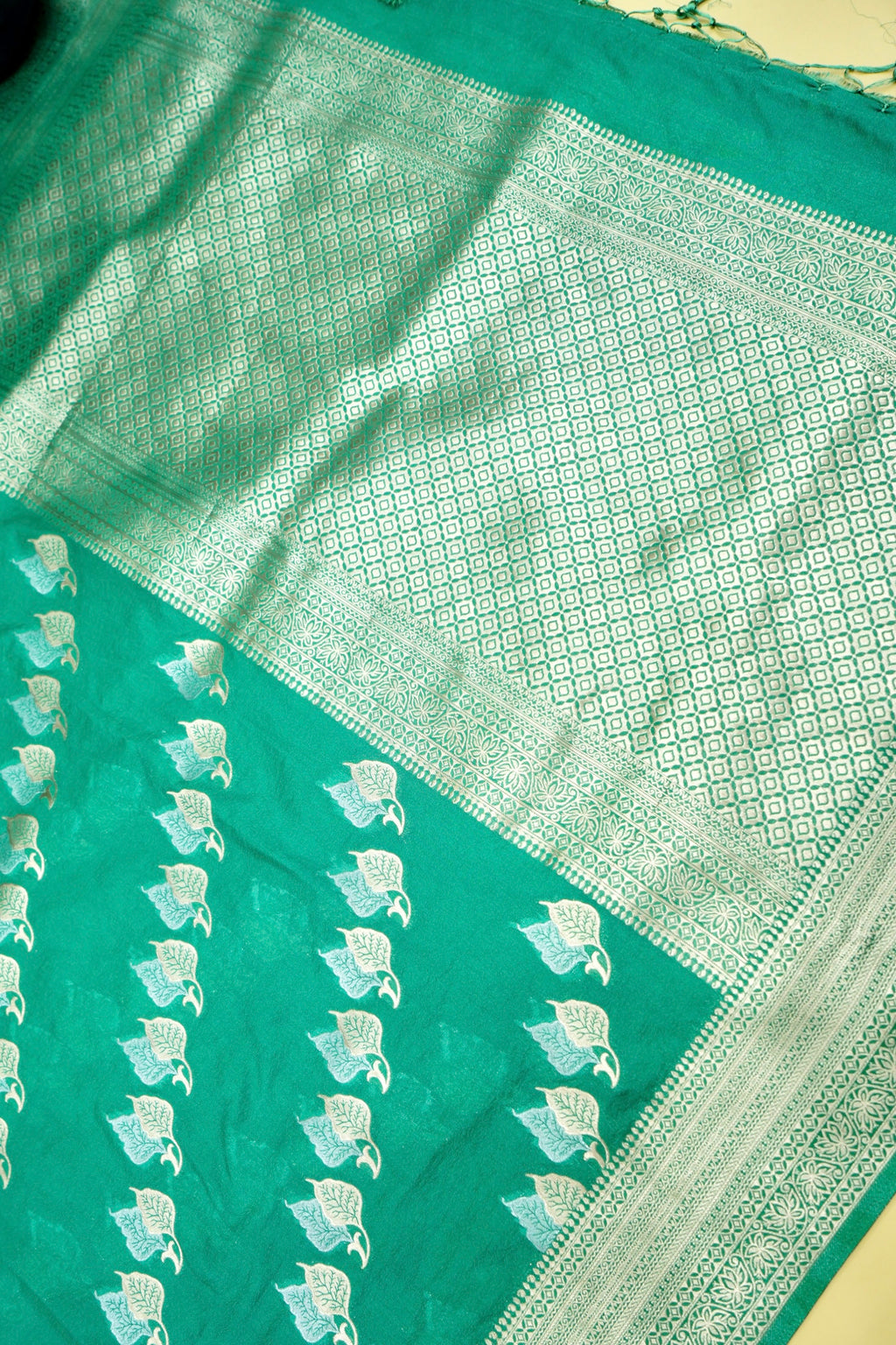 Aqua Green Banarasi Georgette Saree