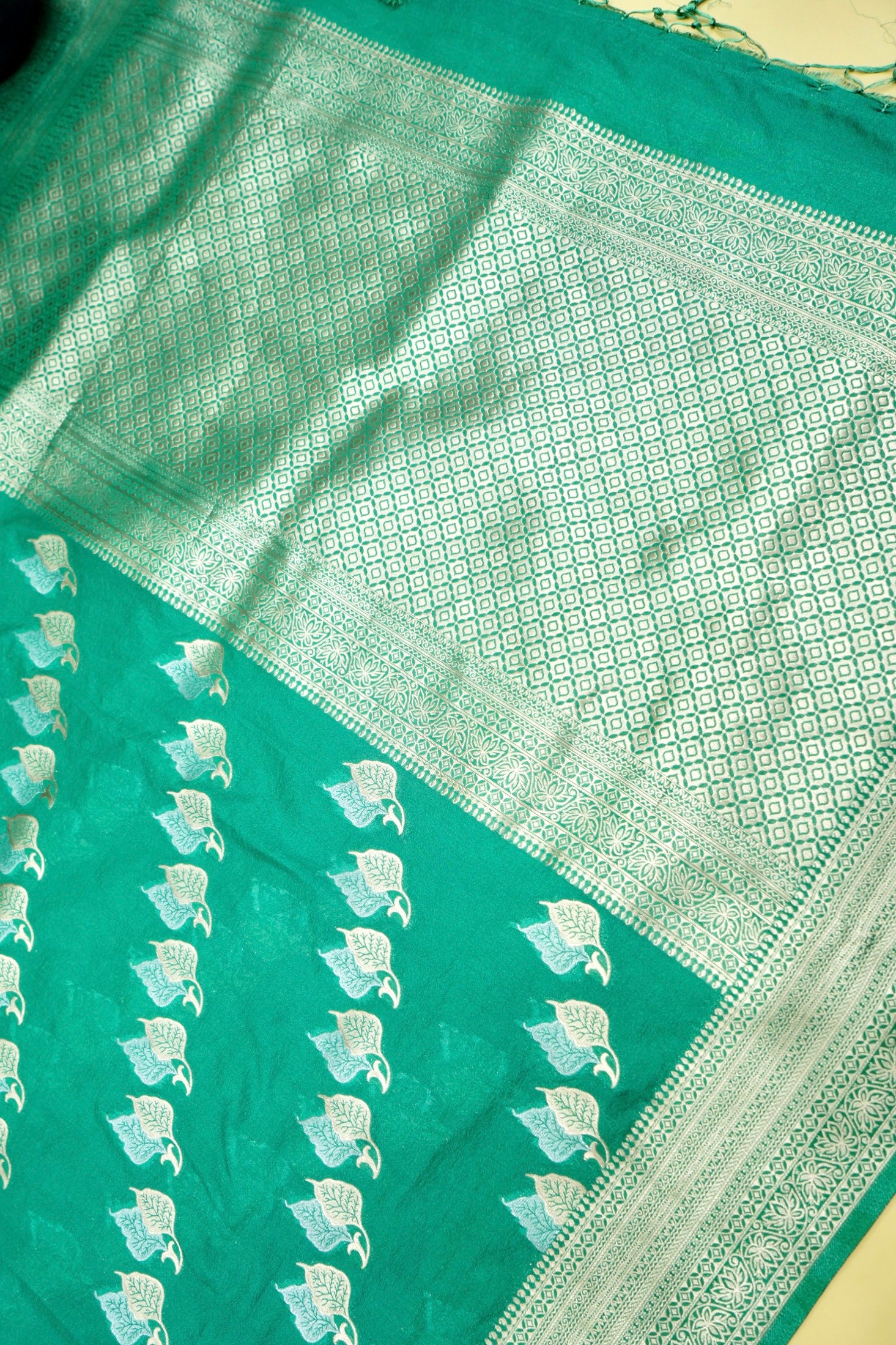 Aqua Green Banarasi Georgette Saree