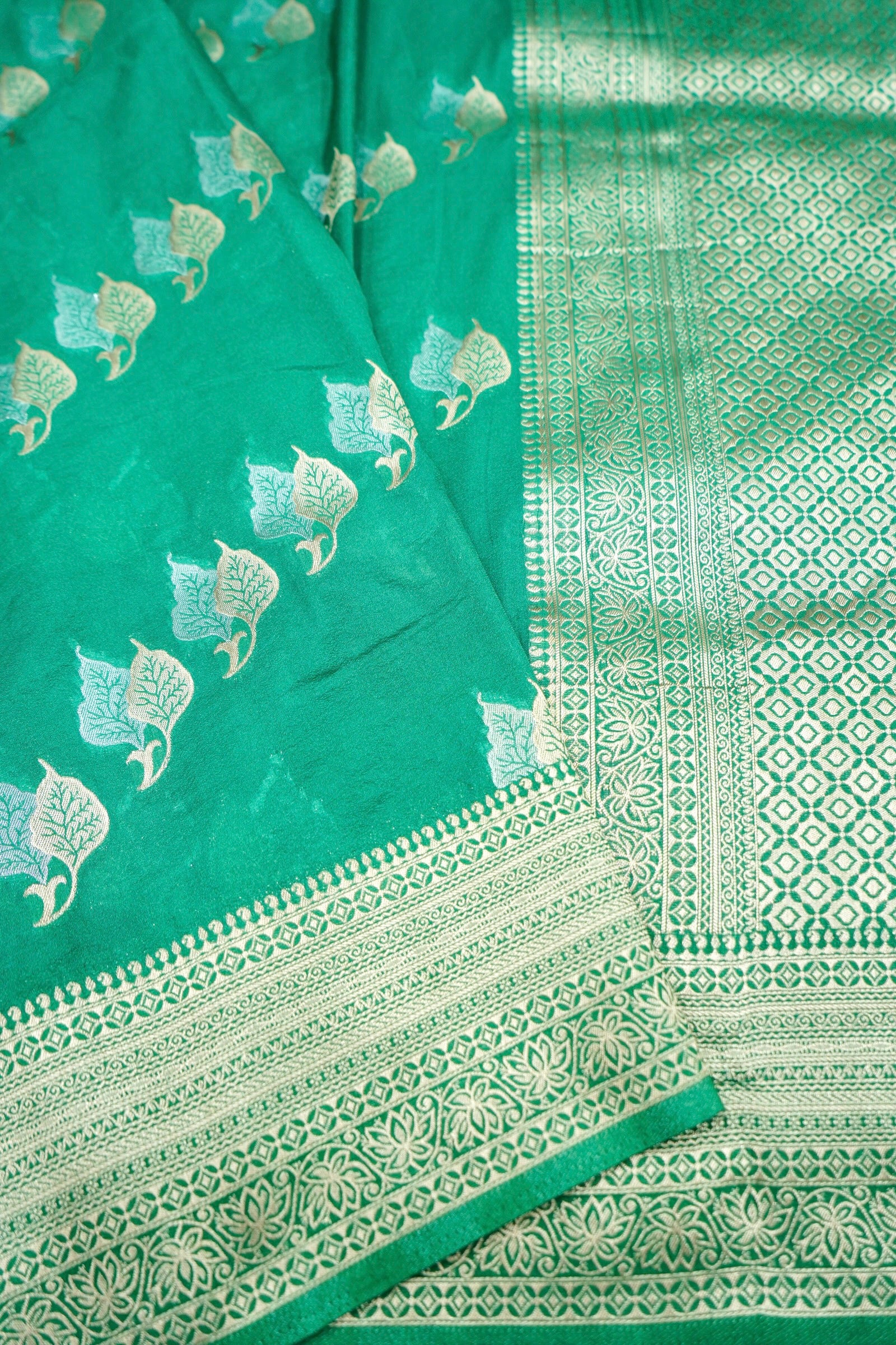 Aqua Green Banarasi Georgette Saree