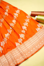 Saffron-Orange Banarasi Georgette Saree