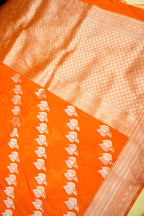 Saffron-Orange Banarasi Georgette Saree