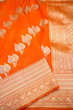 Saffron-Orange Banarasi Georgette Saree