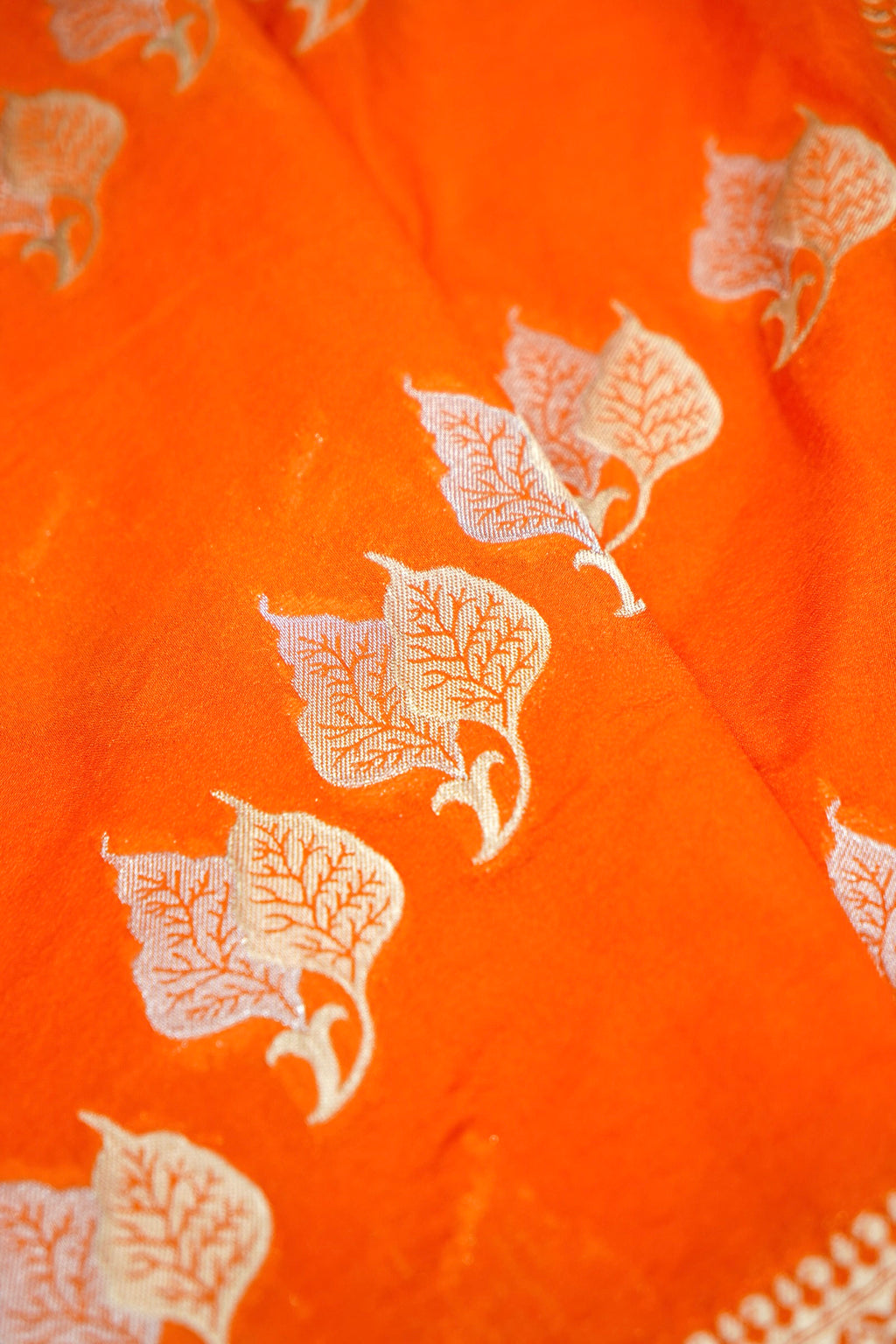 Saffron-Orange Banarasi Georgette Saree