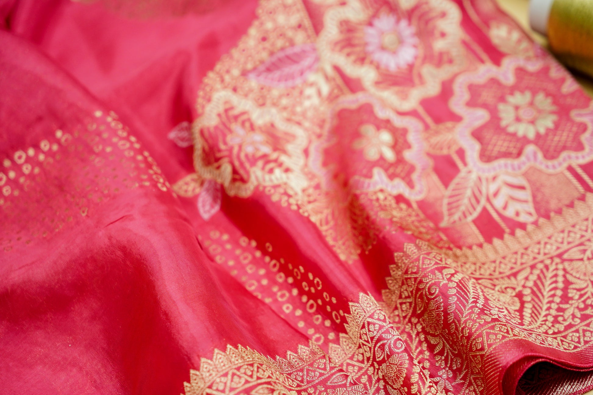 Rose Pink Banarasi Viscose Saree