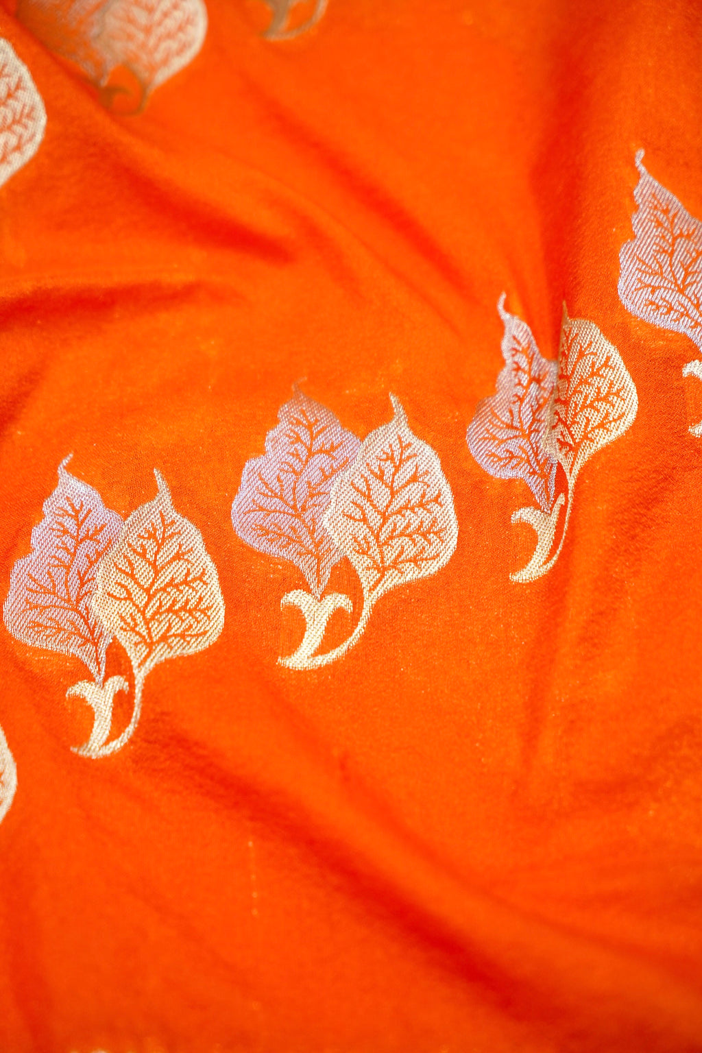 Saffron-Orange Banarasi Georgette Saree