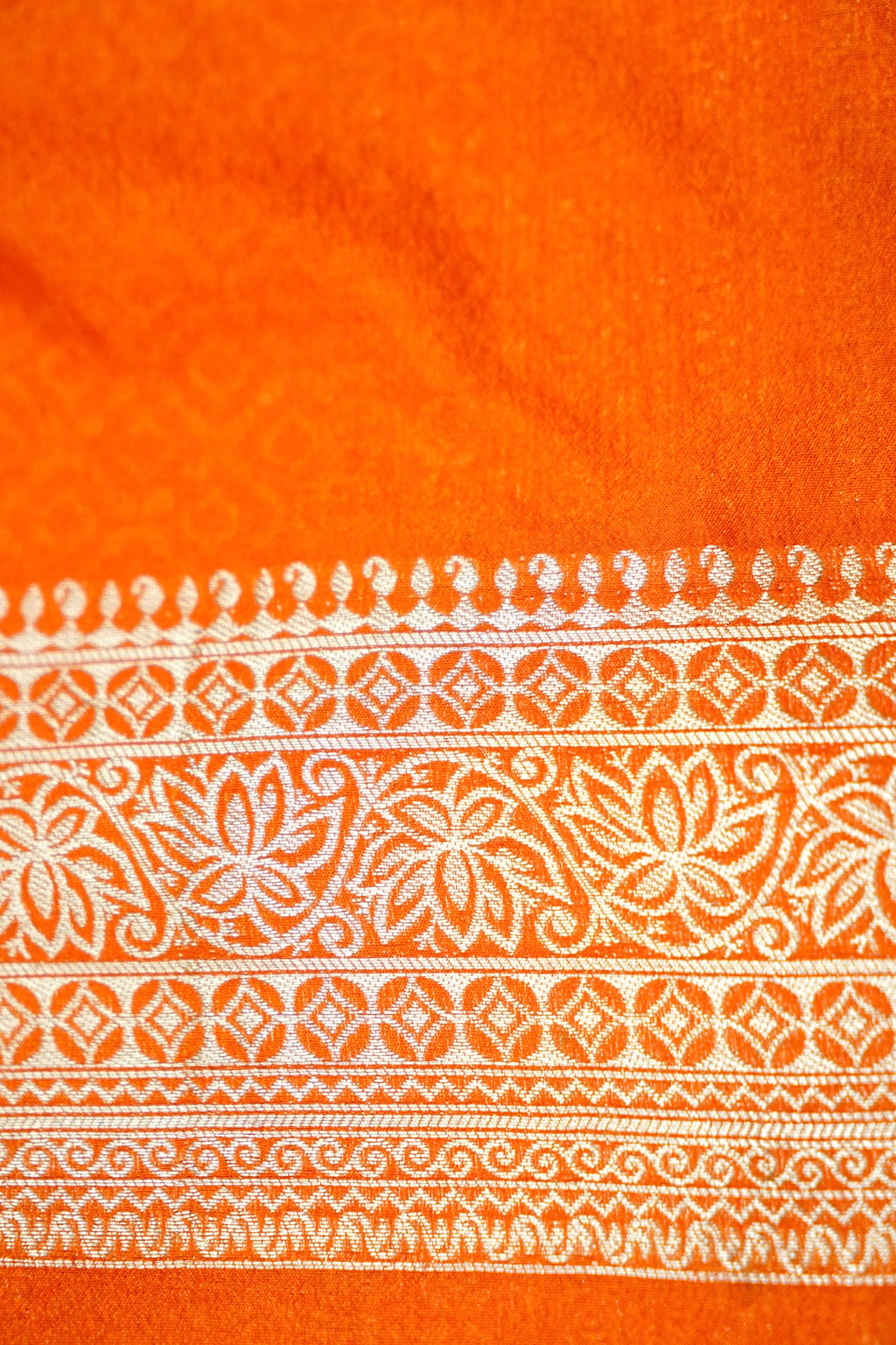Saffron-Orange Banarasi Georgette Saree