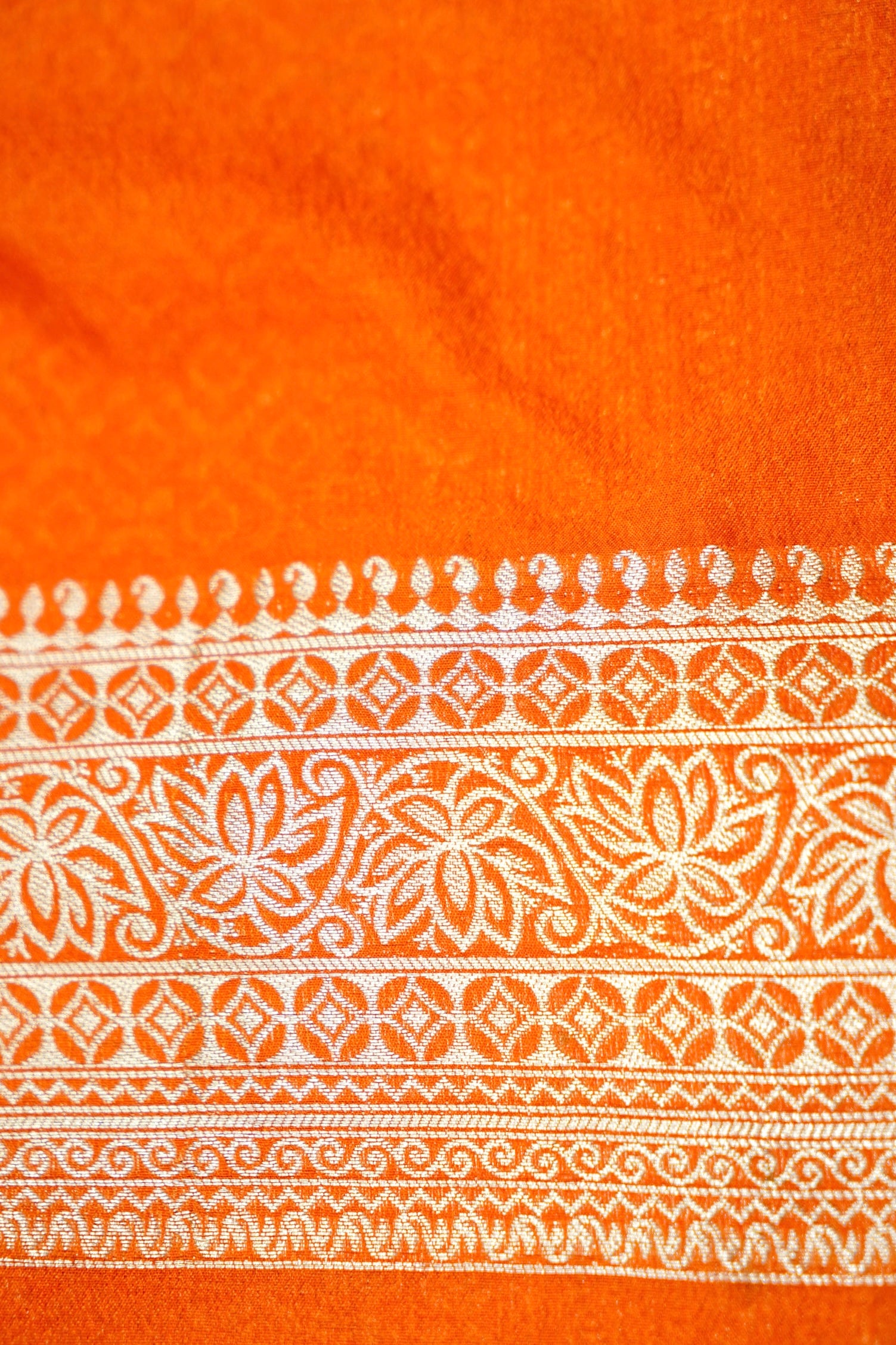 Saffron-Orange Banarasi Georgette Saree