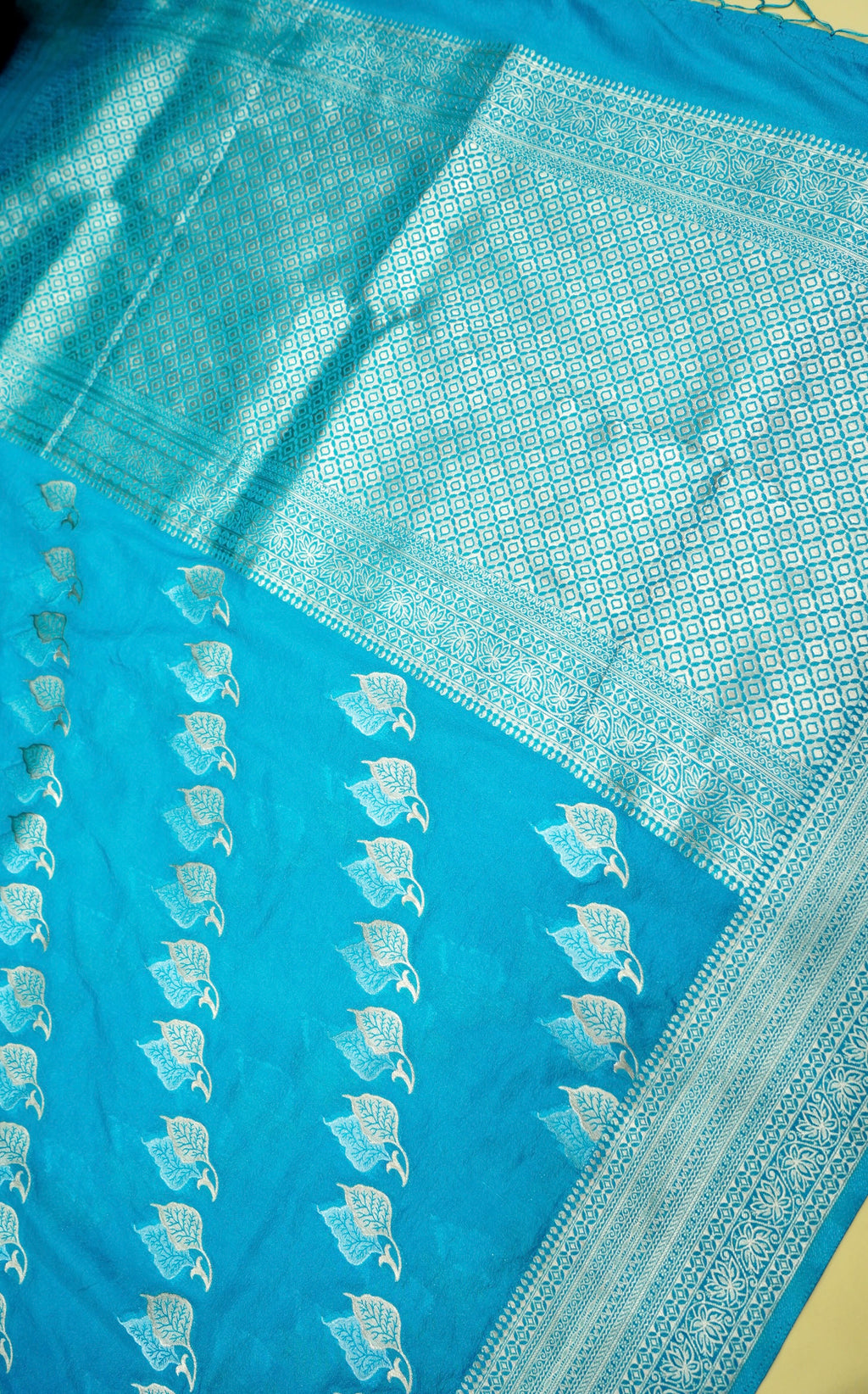 Turquoise Blue Banarasi Georgette Saree