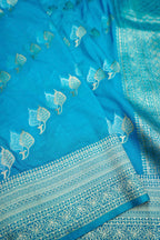 Turquoise Blue Banarasi Georgette Saree