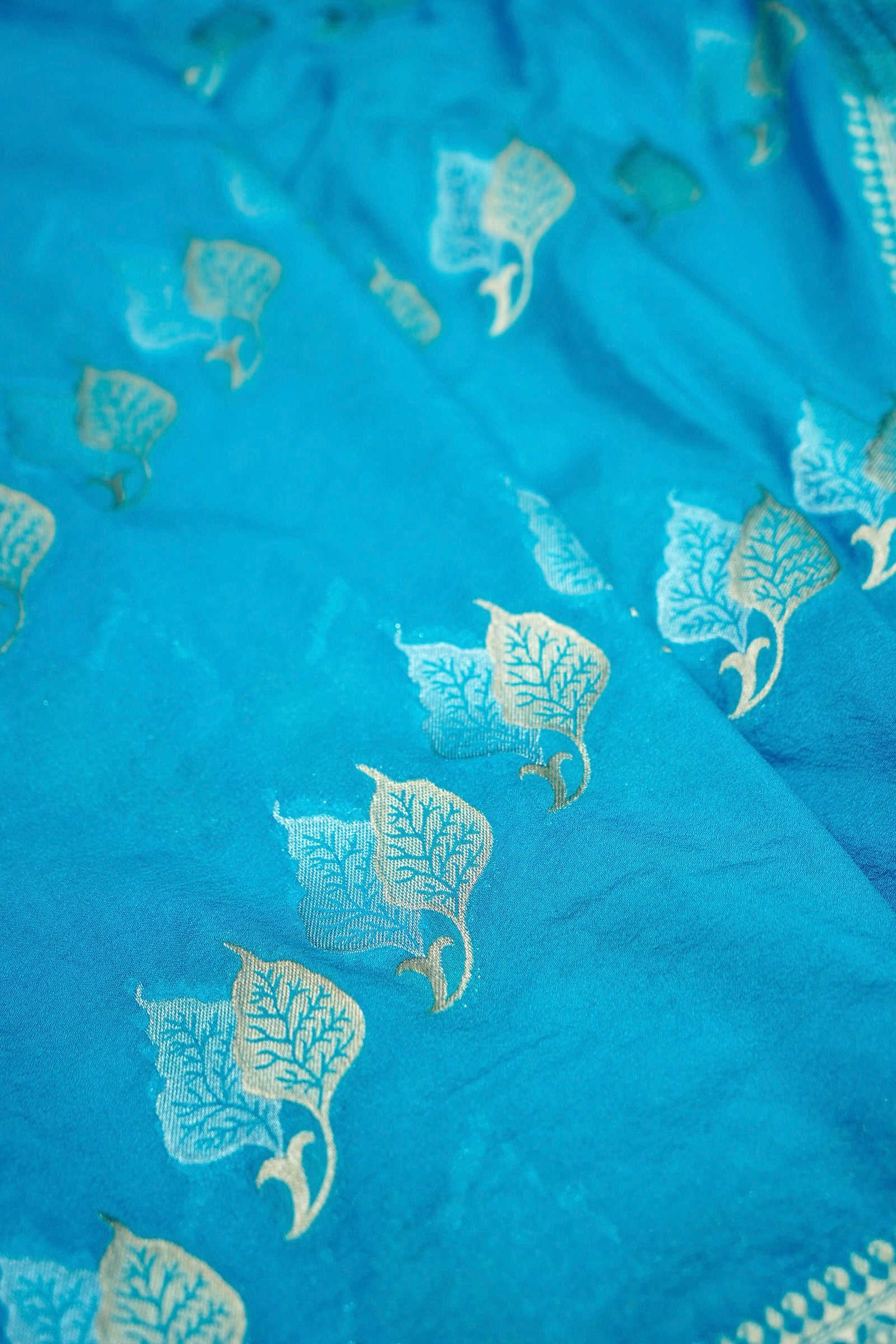 Turquoise Blue Banarasi Georgette Saree
