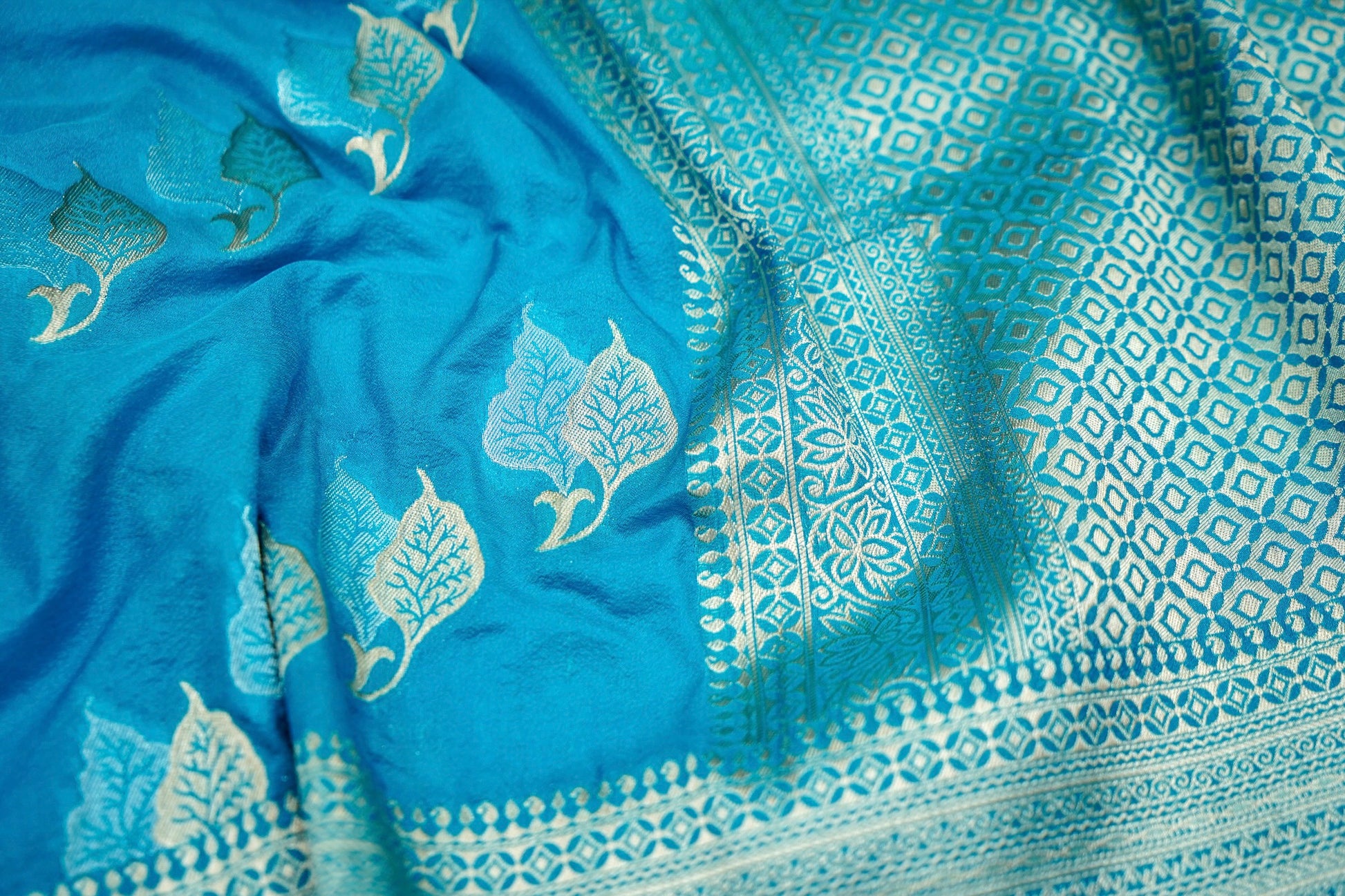 Turquoise Blue Banarasi Georgette Saree