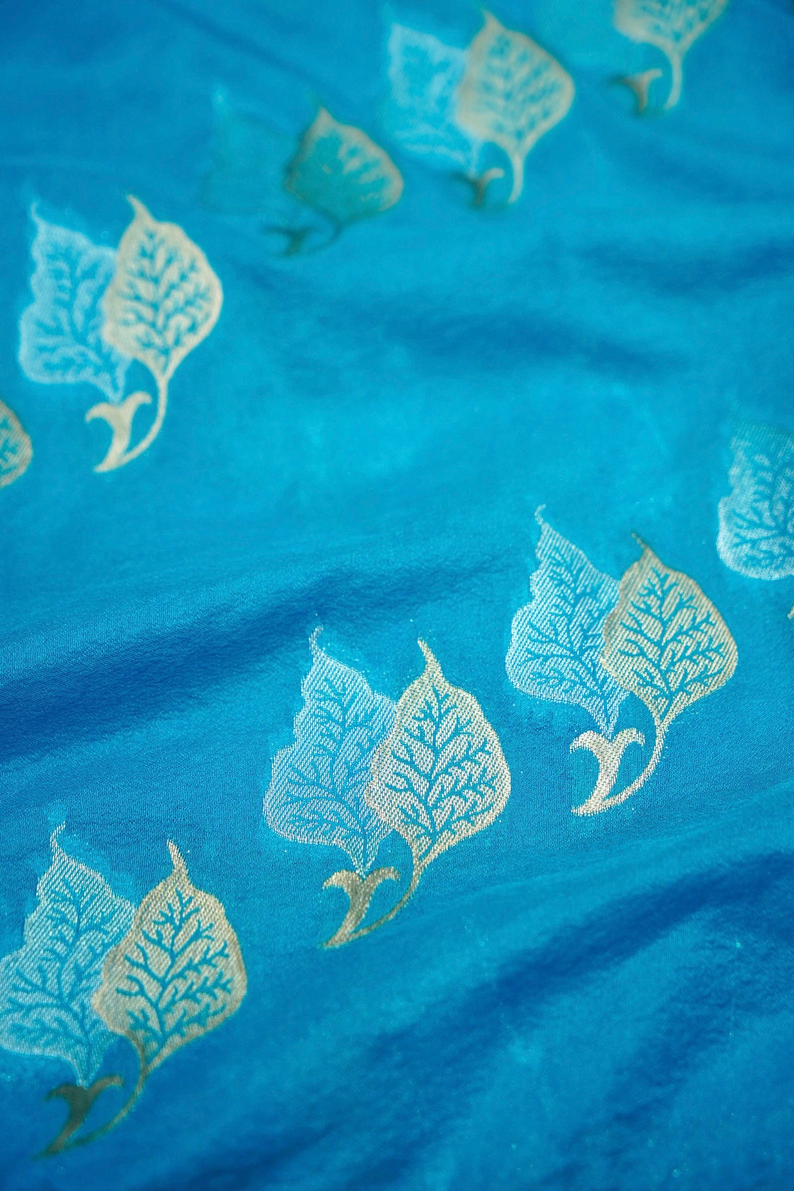 Turquoise Blue Banarasi Georgette Saree