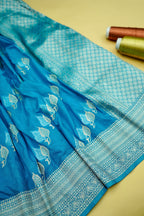 Turquoise Blue Banarasi Georgette Saree