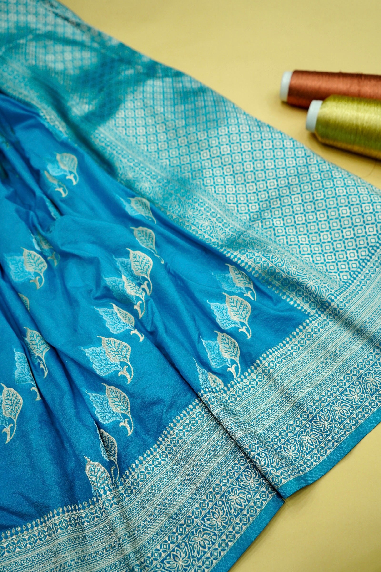 Turquoise Blue Banarasi Georgette Saree