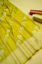 Lime Yellow Banarasi Georgette Saree