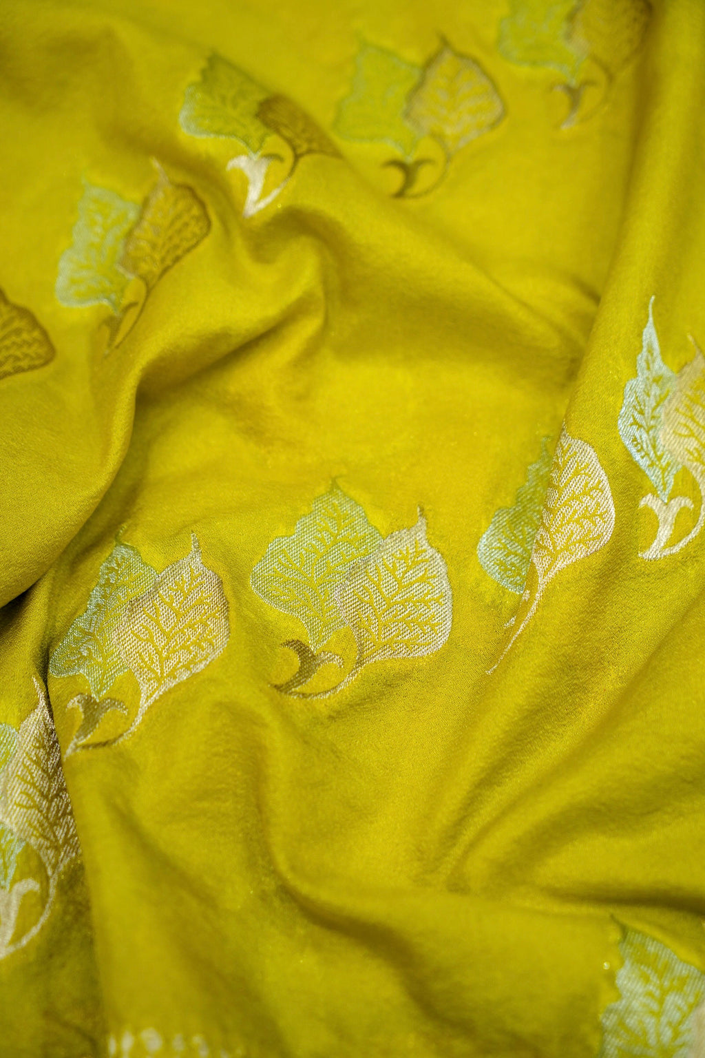 Lime Yellow Banarasi Georgette Saree